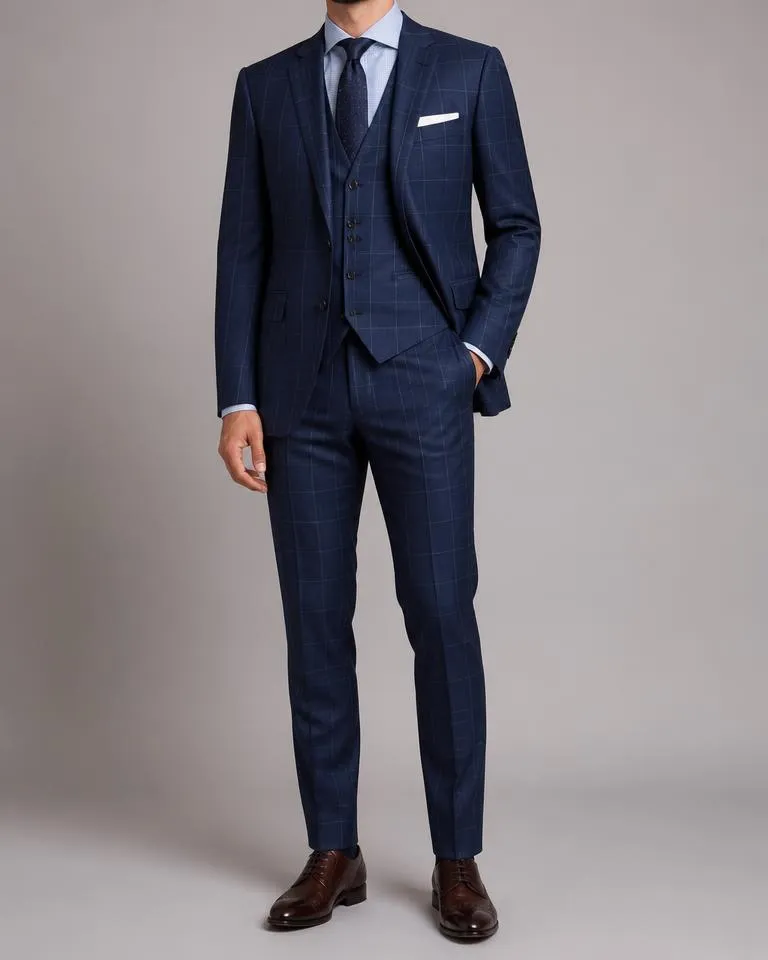 Blue Windowpane 3-Piece