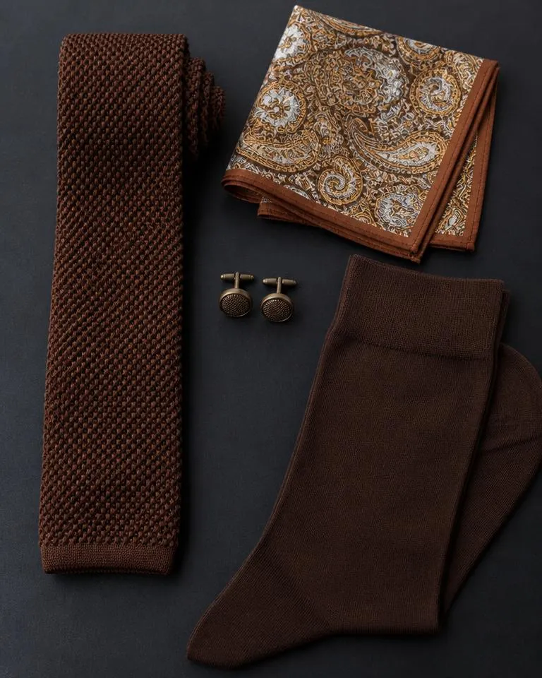 Brown Knitted Accessory Set
