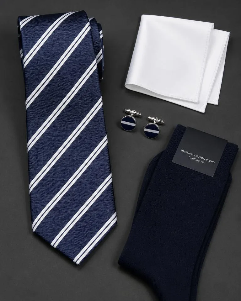 Navy Stripe Accessory Set