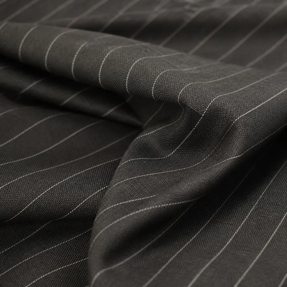 Chalk Stripe Anthracite fabric — 100% Super 130s Wool