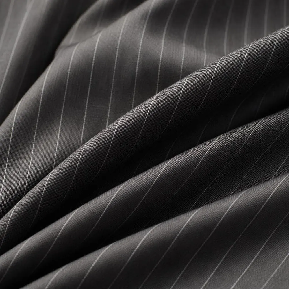 Graphite Pinstripe fabric — 100% Super 140s Wool