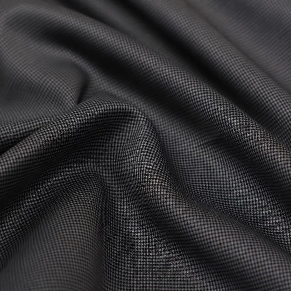 Charcoal Micro Check fabric — 100% Cotton, 120/2
