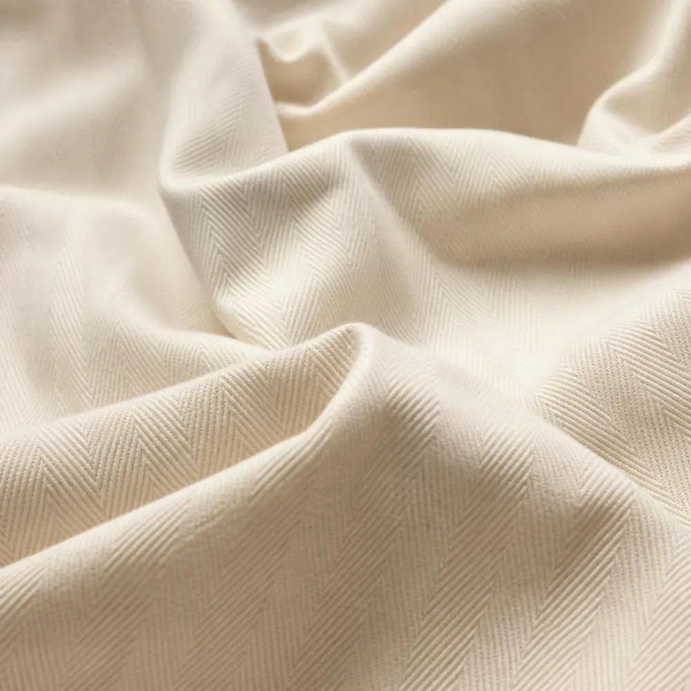 Ecru Herringbone fabric — 100% Cotton Herringbone