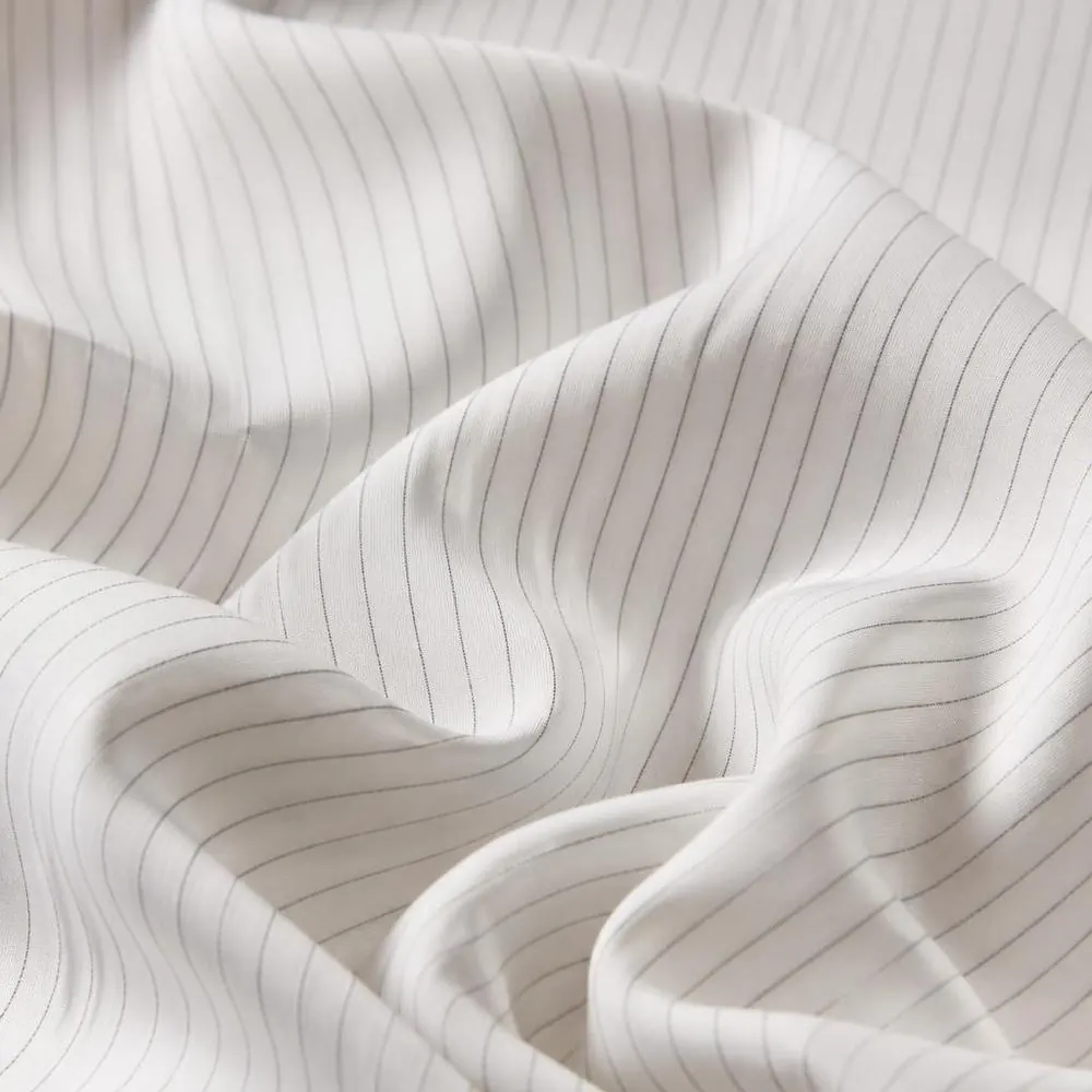 Fine Line Stripe Grey fabric — 100% Giza Cotton, 140/2