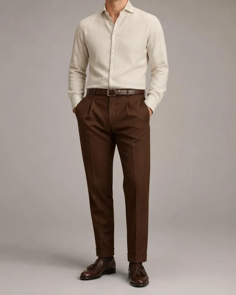 Ecru Herringbone Shirt