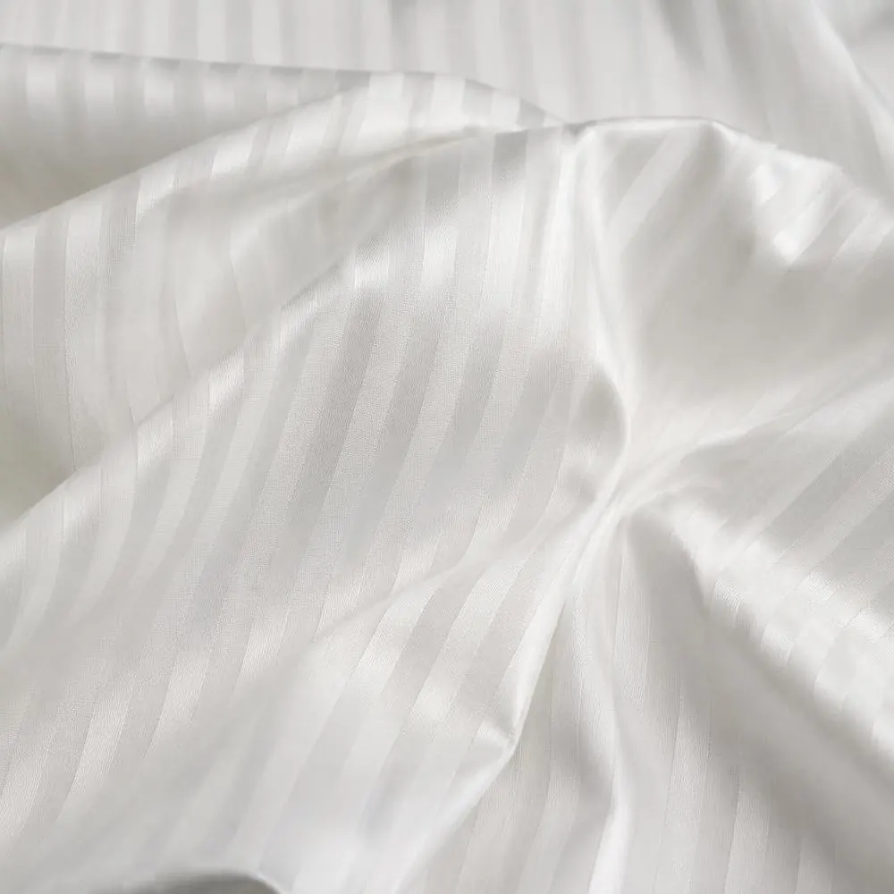 White Satin Stripe fabric — 100% Cotton Jacquard