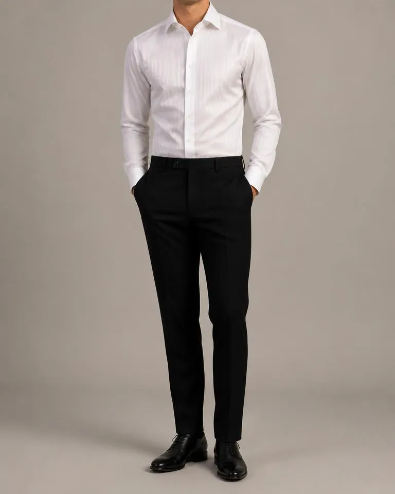White Satin Stripe Shirt