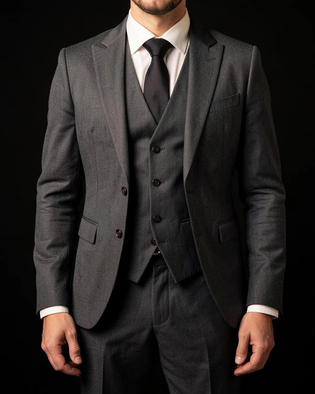 Charcoal grey business suit for men made to measure in Pakistan