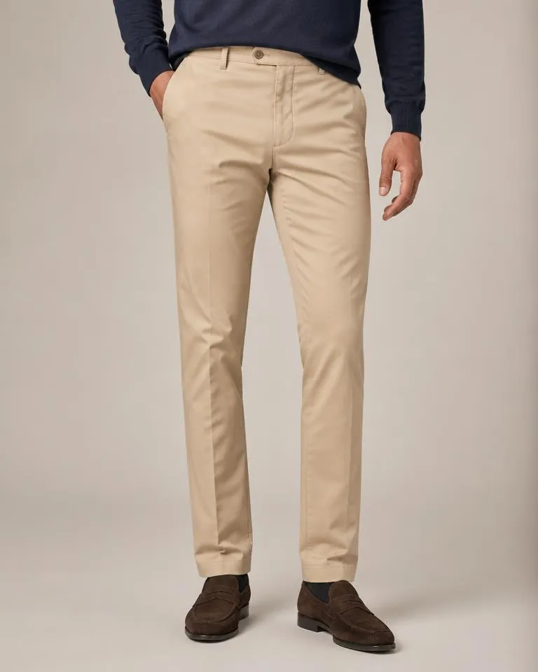 Beige Cotton Trouser