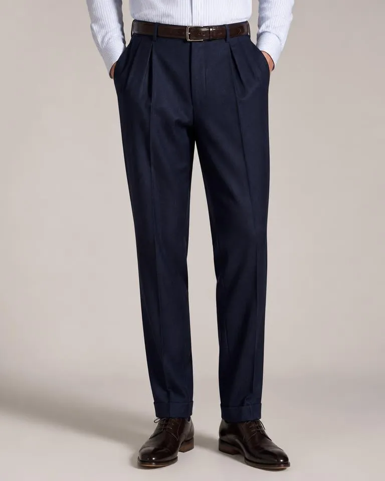 Navy Pleated Trouser